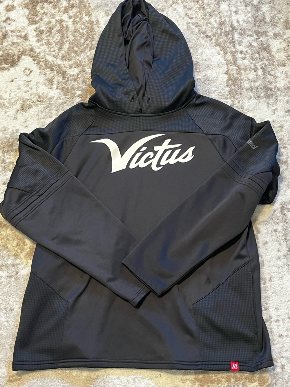 Marucci Victus Mens Large Black Baseball Fleece Hoodie Pullover Sweatshirt L
